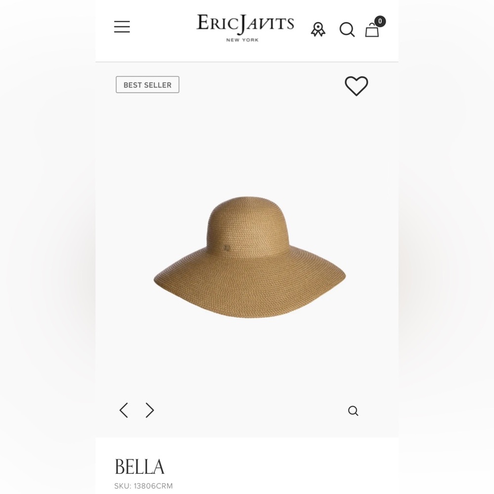 Eric Javits Bella UV Protection UPF 50+ Natural Hat never worn brand new!
